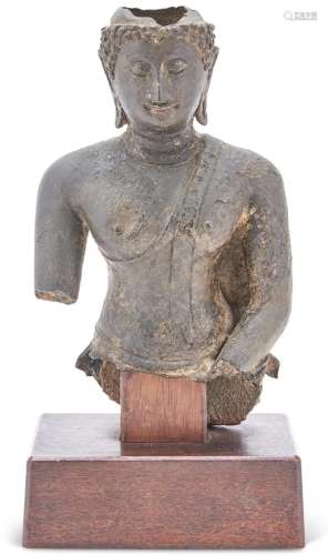 A Sukhothai-Style Thai Bronze Torso of Buddha