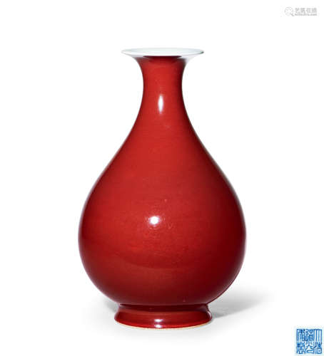 清道光 霁红釉玉壶春瓶
