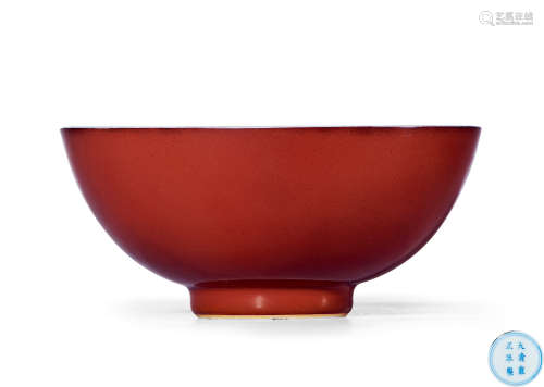 清雍正 霁红釉碗