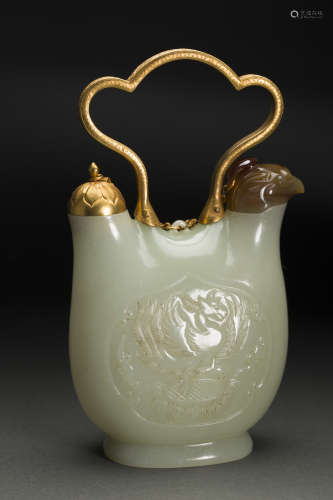 Jade Inlaying with Golden Skins Pot from Ming