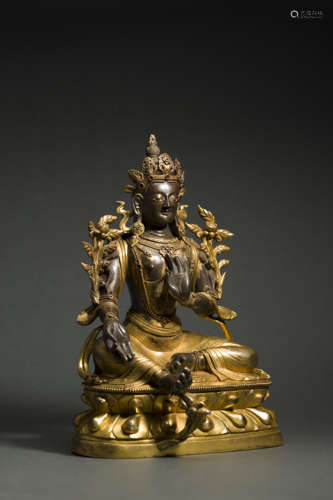 Copper and Golden Tara Statue from 14th Century