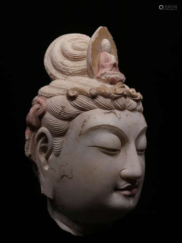 White Marble Buddhist Head from 9th Century