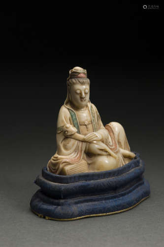 Shoushan Stone Avalokitesvara Figure from Qing