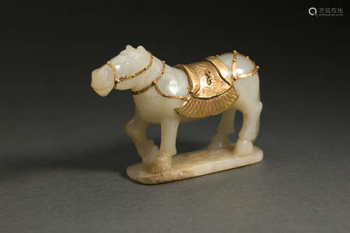 Jade Inlaying with Golden Horse from Ming