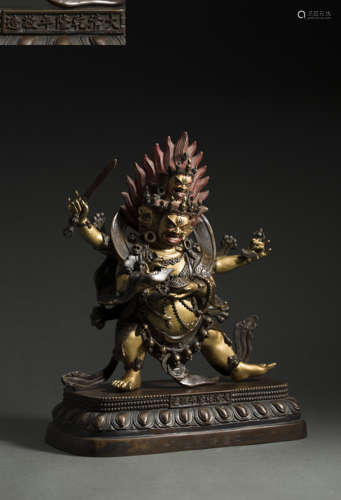 Six Arms Copper and Golden Buddha Figure