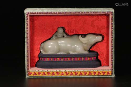 HeTian Jade Ornament in Ox and Child form