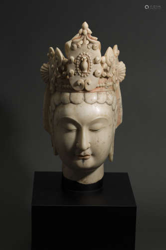 Marble buddha Head from Ming