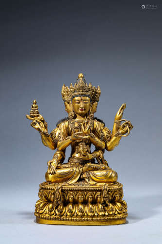 Copper and Golden Tara Statue