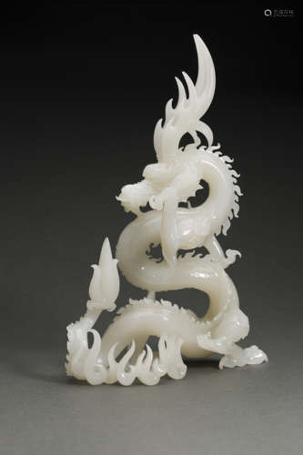 HeTian Jade Ornament in Dragon form from Qing