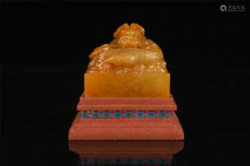Yellow Stone Seal for Royal Uses from Qing