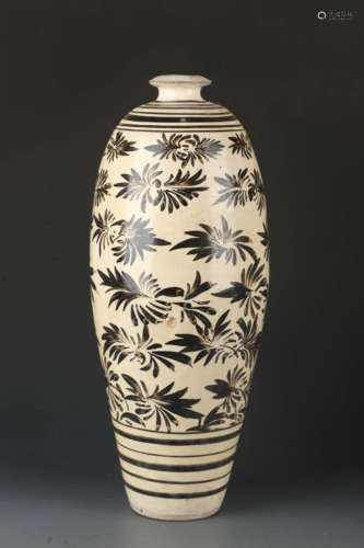 CiZhou Kiln Long Neck Prunus Vase from Song