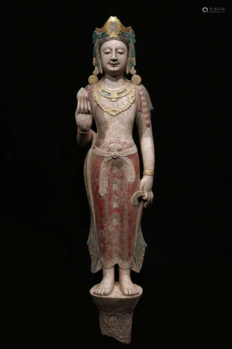 Colored Avalokitesvara Figure from 6th Century