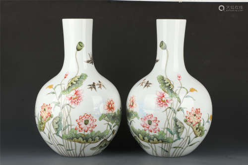 Colour Enameled Sky Vase from Qing