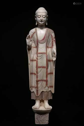 White Marble Sakyamuni Figure from 6th Century