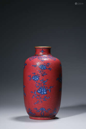 Red Glazed Floral Design  Vase