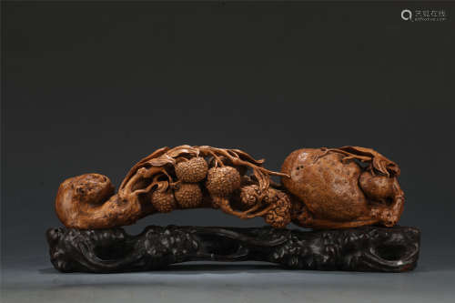 Wood Carved RuYi Ornament from Qing