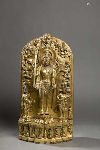 Copper and Golden Avalokitesvara Figure from Ming