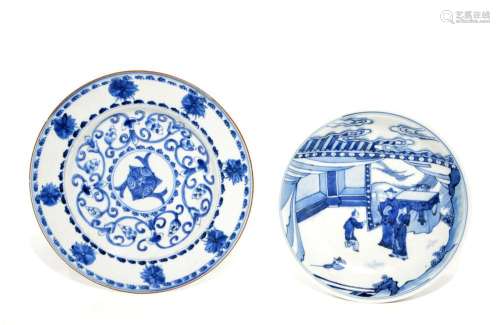 Pair of Kangxi Blue and White Dishes