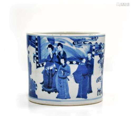 A Fine Chinese Blue and White Brush Pot