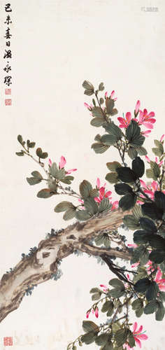 1922-1955 温永琛 花卉 设色纸本 立轴