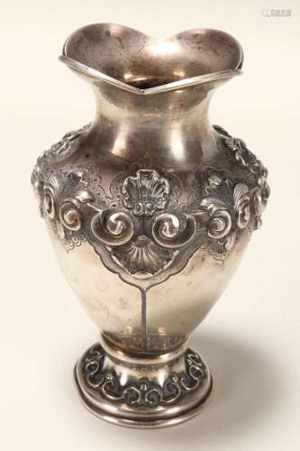 20th Century Portuguese Silver Vase,