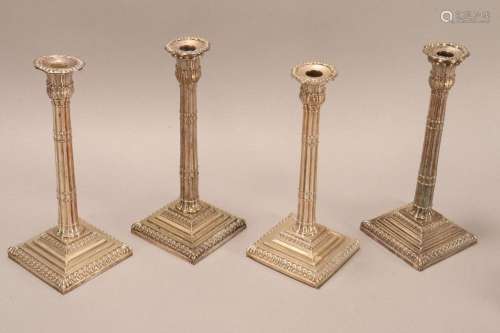 Set of Four Silverplate Candlesticks,