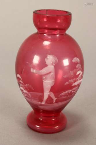 Mary Gregory Ruby Glass Vase,