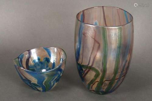Two Isle of Wight Glass Vases,