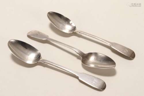 Three Victorian Irish Silver Teaspoons,