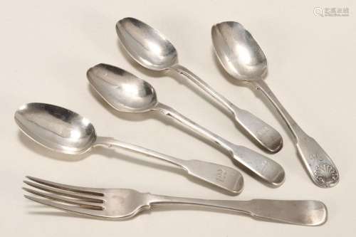 Three George IV Sterling Silver Spoons,