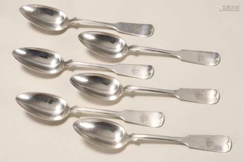 Six Large German Silver Plate Table Spoons,