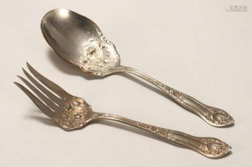 Lashar Silver Plate Serving Spoon and Fork,