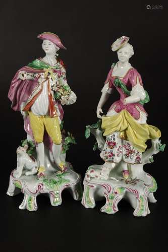 Pair of 18th Century Bow Porcelain Figures,