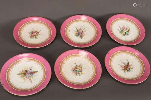 Set of Six 19th Century Royal Worcester Cabinet