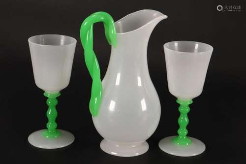 Three Piece Opaline Glass Suite,