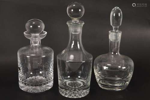 Three Contemporary Glass Decanters and Stoppers,