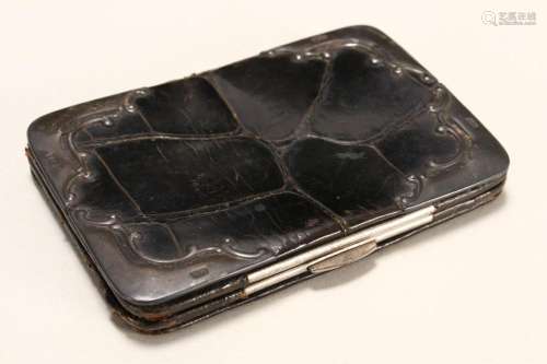 Edward VII Sterling Silver & Leather Card Case,