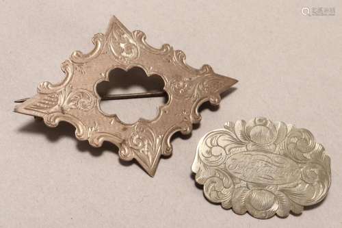 Two 19th Century Sterling Silver Brooches,