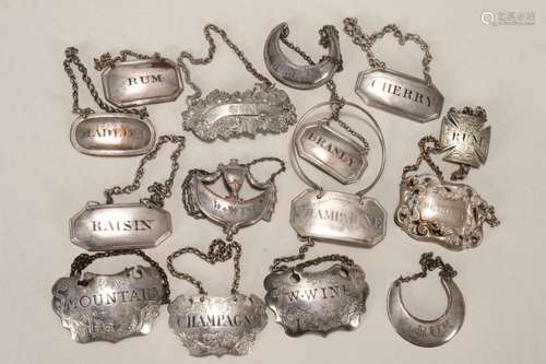 Quantity of Silverplate Decanter Labels,