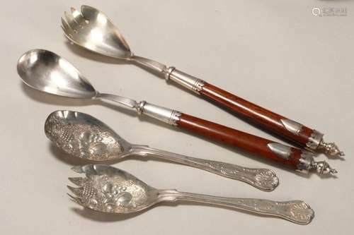 Two Pairs of Silver Plate Servers,