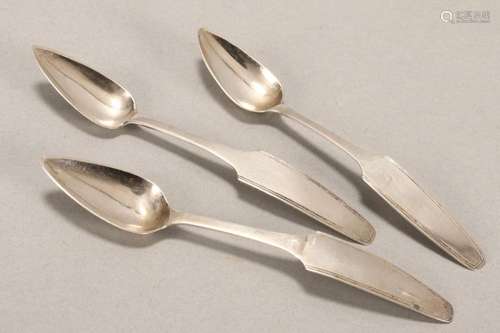 Set of Three Dutch Silver Teaspoons,