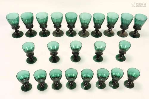 Suite of 19th Century Green Glasses,