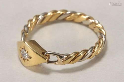 Italian 18ct Duotone Gold & Diamond Ring,