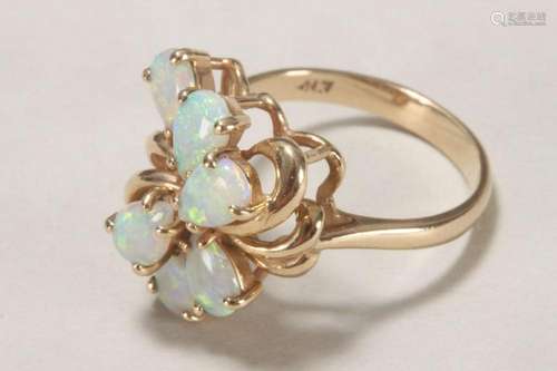 Ladies 10ct Gold & Opal Dress Ring,