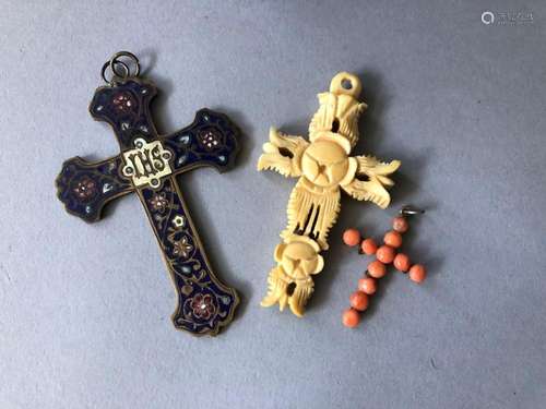 Three Assorted Cross Pendants,