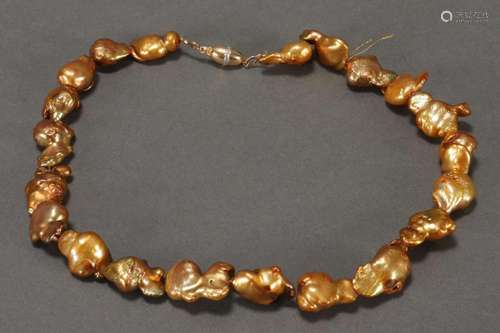 Gold Baroque Pearl Necklace,