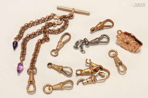 Quantity of Gold Filled Fob Watch Chain Clips,