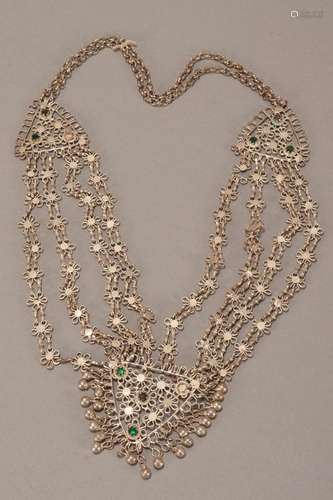 Indian Multi-Strand Silvered Necklace,