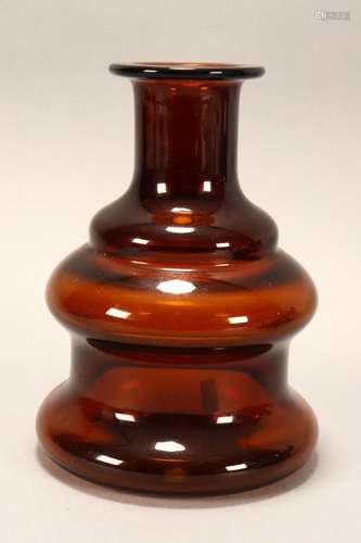 Mid Century Amber Glass Vase,