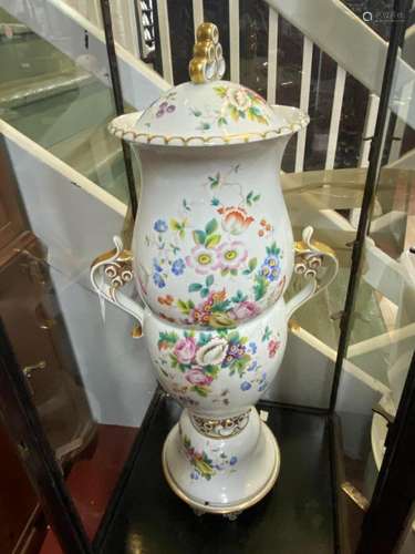 Large Bohemian Porcelain Vase and Cover,